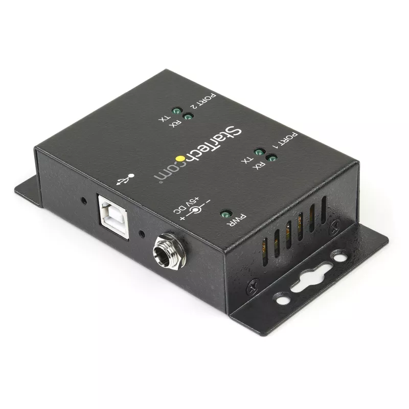 StarTech.com 2-Port industrieller, wandmontierbarer USB-auf-Seriell-Adapter-Hub mit Hutschienenclips