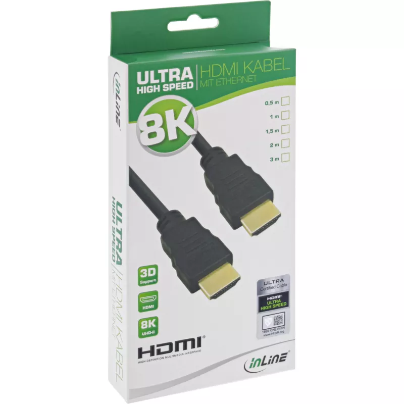 InLine Zertifiziertes HDMI-Kabel, Ultra High Speed HDMI, 8K4K, 3m