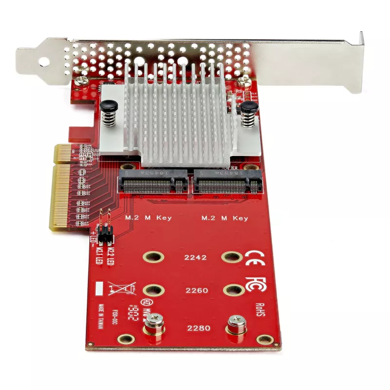 StarTech.com Dual M.2 PCIe SSD Adapterkarte – x8 / x16 Dual NVMe oder AHCI M.2 SSD auf PCI Express 3.0 – M.2 NGFF PCIe (M-Key) kompatibel – unterstützt 2242, 2260, 2280 – JBOD – Mac & PC