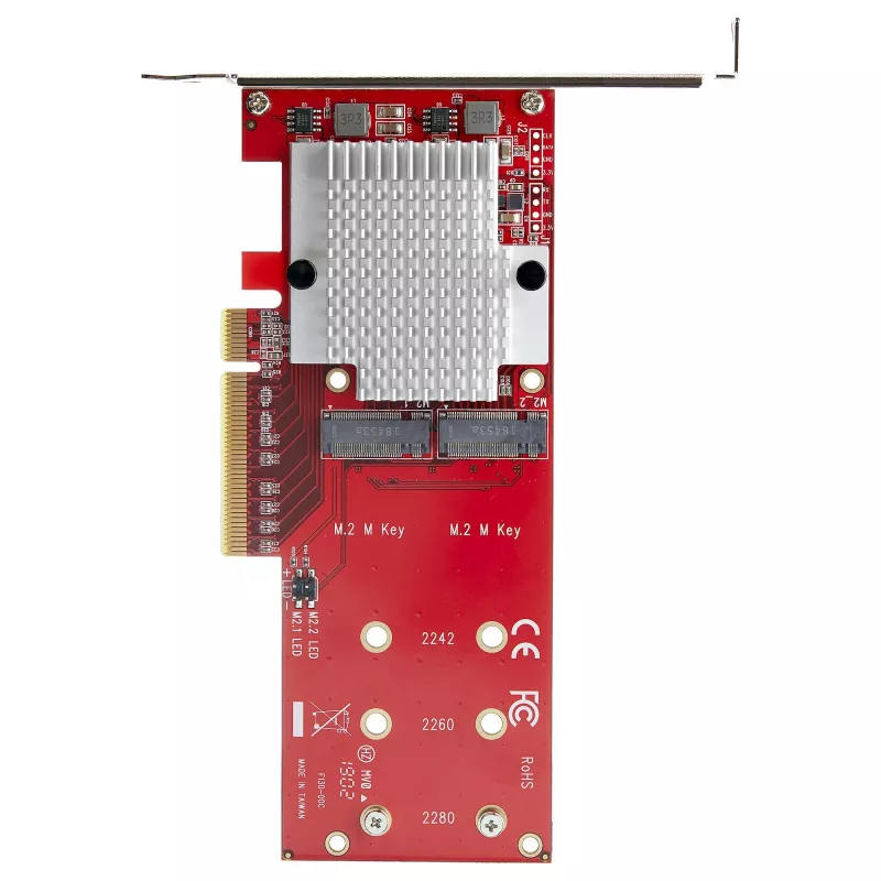 StarTech.com Dual M.2 PCIe SSD Adapterkarte – x8 / x16 Dual NVMe oder AHCI M.2 SSD auf PCI Express 3.0 – M.2 NGFF PCIe (M-Key) kompatibel – unterstützt 2242, 2260, 2280 – JBOD – Mac & PC