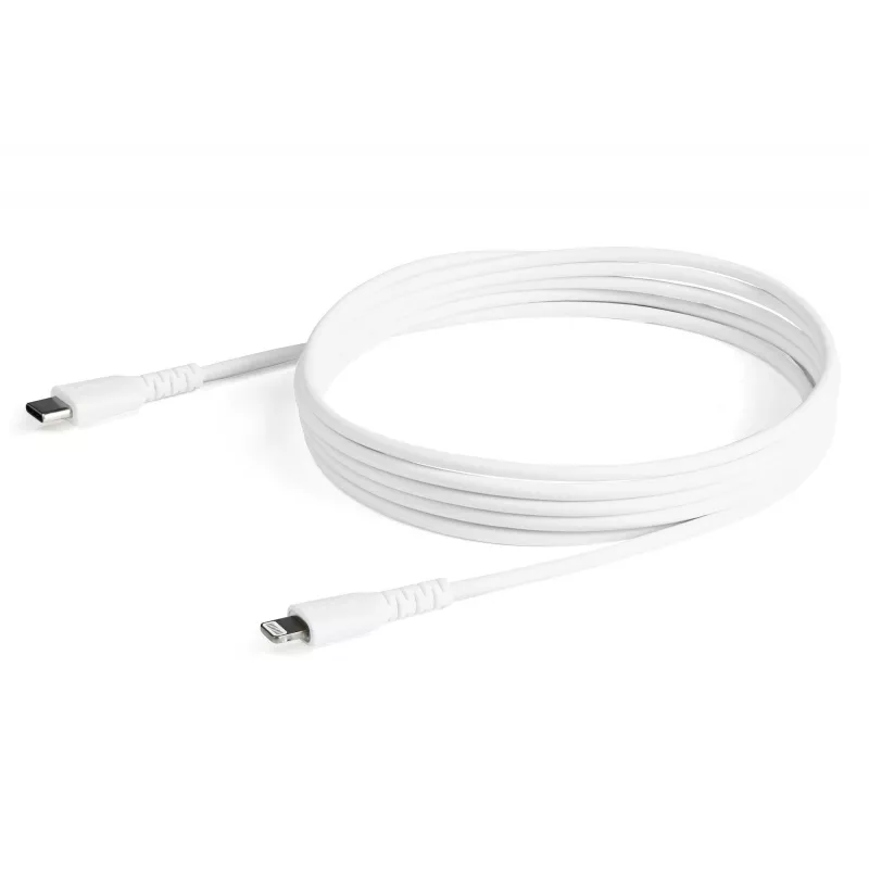 StarTech.com 1,8 m langlebiges weißes USB-C-auf-Lightning-Kabel – strapazierfähiges, robustes Aramidfaser-USB-Typ-C-auf-Lightning-Lade-/Sync-Stromkabel – Apple MFi-zertifiziertes iPad/iPhone 12