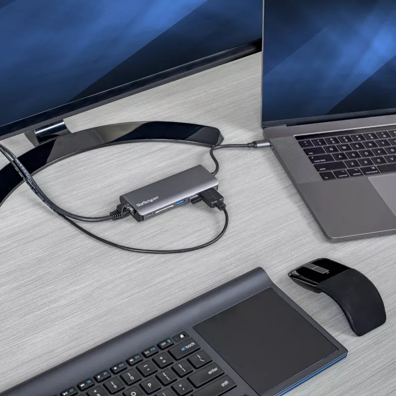 StarTech.com USB C Multiport-Adapter – USB-C Travel Dock mit 4K HDMI, 3x USB 3.0 Hub, SD/SDHC, GbE, 60W PD 3.0 Pass-Through – USB Type-C/Thunderbolt 3 – Ersetzt DKT30CSDHPD