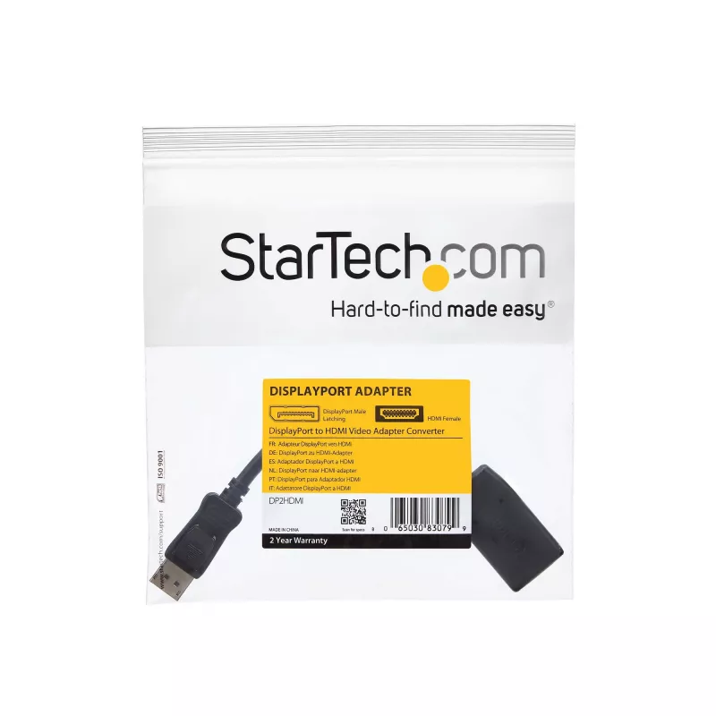 StarTech.com DisplayPort auf HDMI Adapter - DP auf HDMI Adapter/Video-Konverter - 1080p - VESA-zertifiziert - DP auf HDMI Monitor/Display/Projektor Adapter-Dongle - Passiv - verriegelbarer DP-Stecker