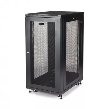 StarTech.com 4-Post 24U Server-Rack-Schrank, abschließbarer 19-Zoll-Datenrackschrank für Computer-/AV-/IT-Ausrüstung, Büro-/Heimnetzwerk-Rack mit Rollen und verstellbaren Montageschienen