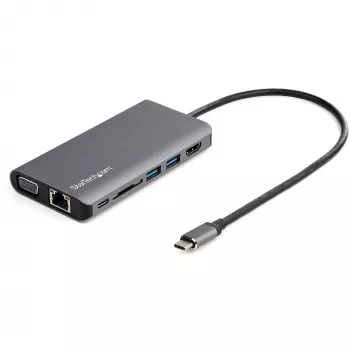 StarTech.com USB-C-Multiport-Adapter – USB-C Mini Travel Dock mit 4K HDMI oder 1080p VGA – 3x USB 3.0 Hub, SD, GbE, Audio, 100W PD Pass-Through – Tragbare Dockingstation für Laptop/Tablet