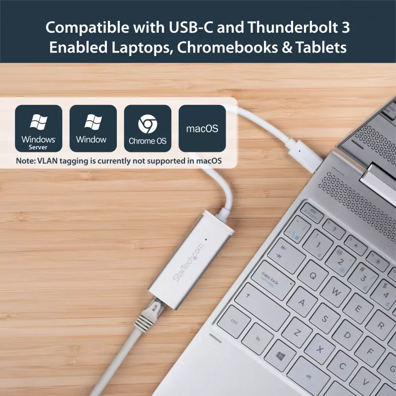 StarTech.com USB-C-zu-Gigabit-Netzwerkadapter – Silber, Kabelgebunden, USB, Ethernet, 5000 Mbit/s, Silber