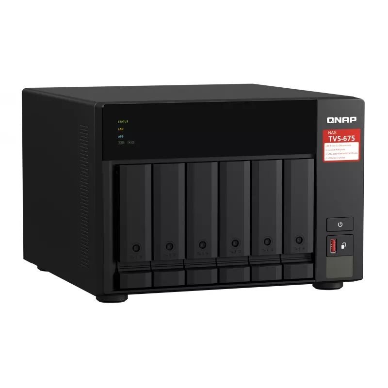 QNAP TVS-675 NAS Tower ZhaoXin KaiXian KX-6000 KX-U6580 8 GB DDR4 0 TB QuTS hero Schwarz