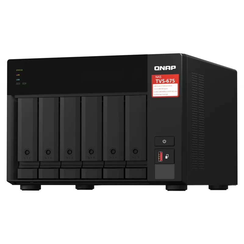 QNAP TVS-675 NAS Tower ZhaoXin KaiXian KX-6000 KX-U6580 8 GB DDR4 0 TB QuTS hero Schwarz