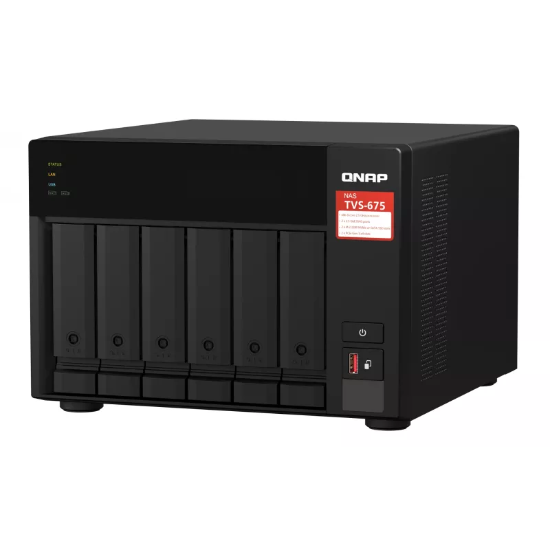 QNAP TVS-675 NAS Tower ZhaoXin KaiXian KX-6000 KX-U6580 8 GB DDR4 0 TB QuTS hero Schwarz