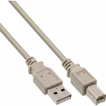 USB 2.0 Kabel Typ A Stecker / B Stecker beige 1m InLine 34510H