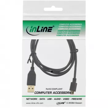 InLine Micro-USB-2.0-Kabel USB-Typ-A-Stecker / Micro-B-Stecker, schwarz, 2 m