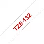 Laminiertes Band Brother TZe132 12 mm Rot auf transparent