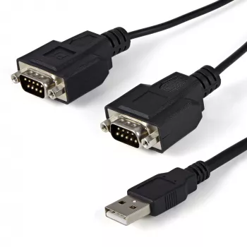 StarTech.com 1,8 m 2-Port FTDI USB zu Seriell RS232 Adapterkabel mit COM Retention, USB zu RS232 Adapter - TAA