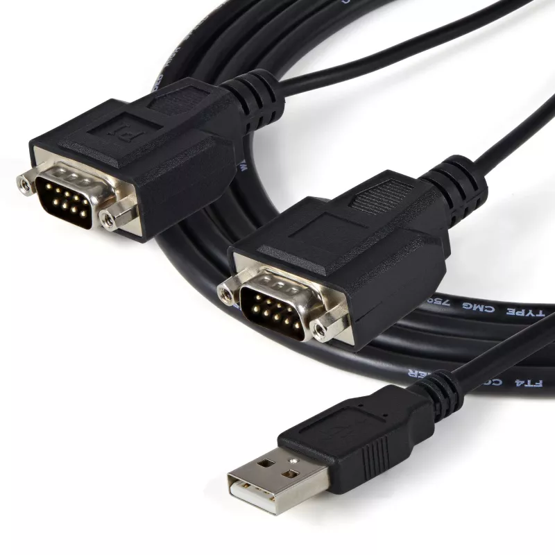 StarTech.com 1,8 m 2-Port FTDI USB zu Seriell RS232 Adapterkabel mit COM Retention, USB zu RS232 Adapter - TAA