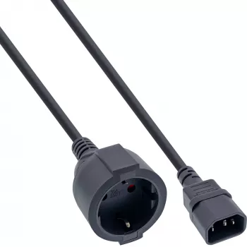 InLine Netzkabel, C14 auf Schutzkontakt-Buchse, schwarz, 1m