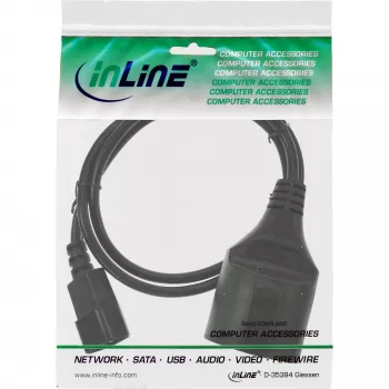 InLine Netzkabel, C14 auf Schutzkontakt-Buchse, schwarz, 1m