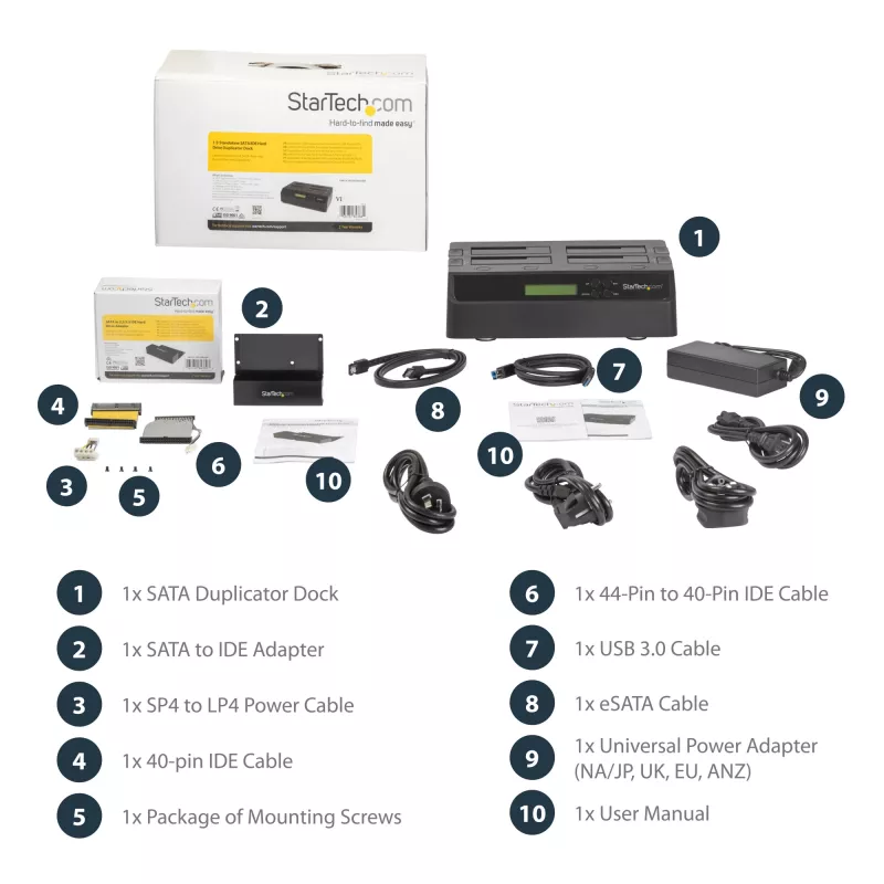 StarTech.com 4 Bay USB 3.0 eSATA zu SATA Standalone 1:3 HDD Festplatten-Duplikator-Dock
