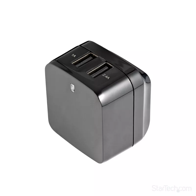 StarTech.com Dual-Port USB-Wandladegerät – internationale Reisen – 17W/3,4A – schwarz