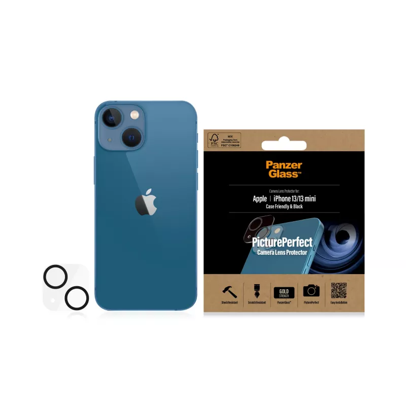 Kamera-Linsenschutz PanzerGlass für Apple iPhone 13 / 13 Mini — Gehärtetes Glas, kratz- und stoßfest, transparent