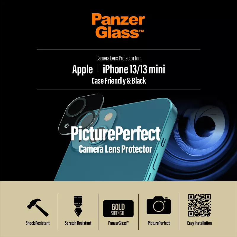 Kamera-Linsenschutz PanzerGlass für Apple iPhone 13 / 13 Mini — Gehärtetes Glas, kratz- und stoßfest, transparent