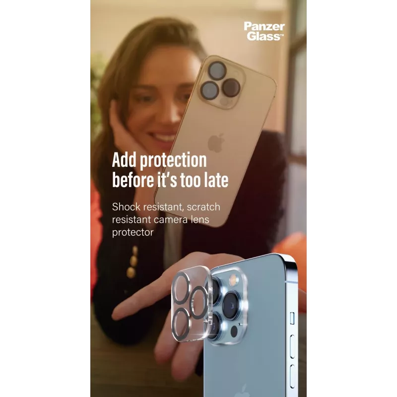 Kamera-Linsenschutz PanzerGlass für Apple iPhone 13 / 13 Mini — Gehärtetes Glas, kratz- und stoßfest, transparent
