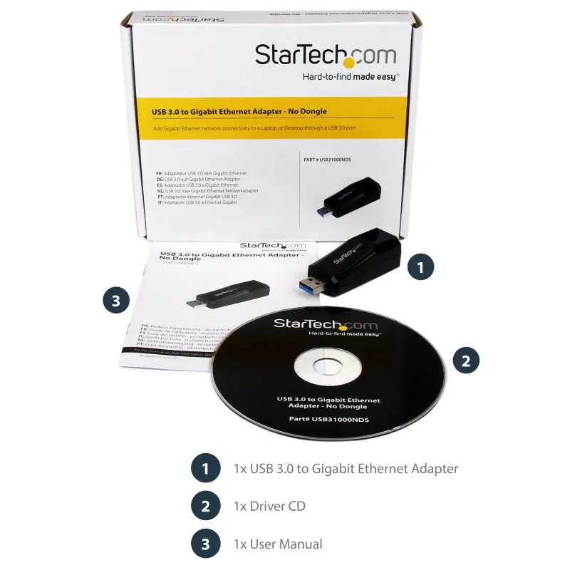 StarTech.com USB 3.0 auf Gigabit Ethernet NIC Netzwerkadapter – 10/100/1000 Mbit/s