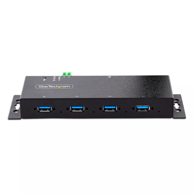 StarTech.com 4-Port industrieller USB 3.0 5Gbps Hub, robuster USB-Hub mit ESD-Schutz, DIN-/Wand-/Tischmontage USB-A Hub, USB-Erweiterung mit Verriegelungsanschlüssen, Heavy Duty – TAA