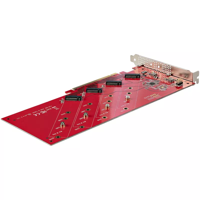 StarTech.com Quad M.2 PCIe-Adapterkarte, PCIe x16 auf Quad NVMe oder AHCI M.2 SSDs, PCI Express 4.0, 7,8 GBps/Laufwerk, Bifurkation erforderlich, Windows/Linux-kompatibel