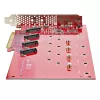 StarTech.com Quad M.2 PCIe-Adapterkarte, PCIe x16 auf Quad NVMe oder AHCI M.2 SSDs, PCI Express 4.0, 7,8 GBps/Laufwerk, Bifurkation erforderlich, Windows/Linux-kompatibel