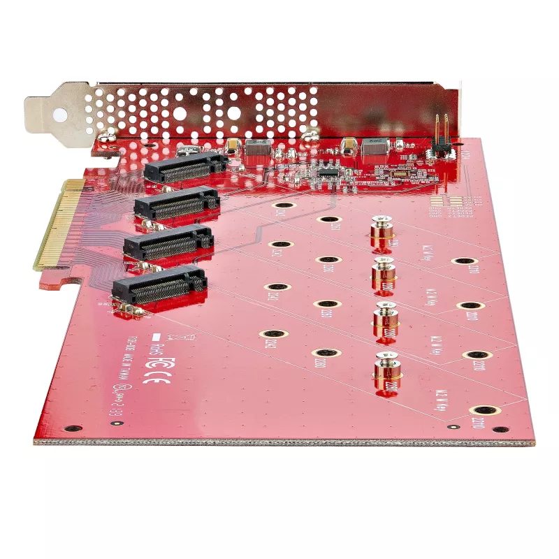 StarTech.com Quad M.2 PCIe-Adapterkarte, PCIe x16 auf Quad NVMe oder AHCI M.2 SSDs, PCI Express 4.0, 7,8 GBps/Laufwerk, Bifurkation erforderlich, Windows/Linux-kompatibel