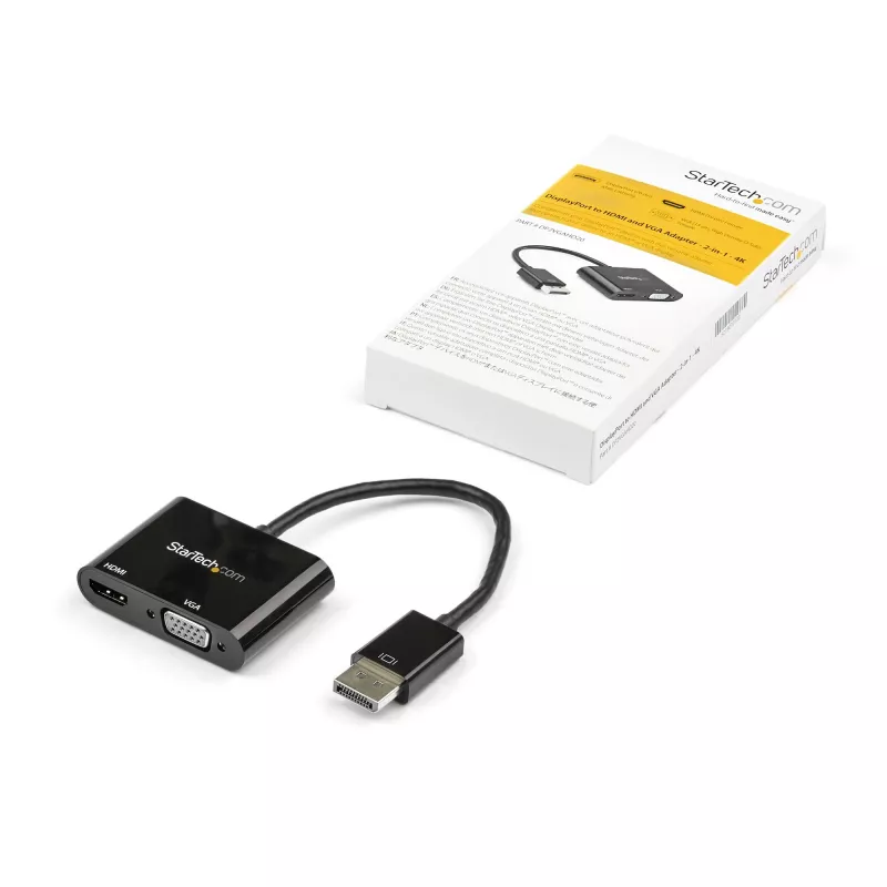 StarTech.com DisplayPort zu HDMI VGA Adapter - DisplayPort 1.2 HBR2 zu HDMI 2.0 (4K 60Hz) oder VGA 1080p Konverter-Dongle - DP zu HDMI oder VGA Monitor Adapter - Digital Video Display Adapter