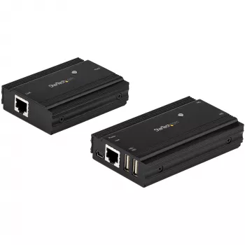 StarTech.com 4-Port USB 2.0 Extender Hub über ein einzelnes CAT5e/CAT6 Ethernet-Kabel (RJ45) – 100m – USB Extender Hub Adapter Kit – Metallgehäuse – extern gespeist – 480 Mbit/s