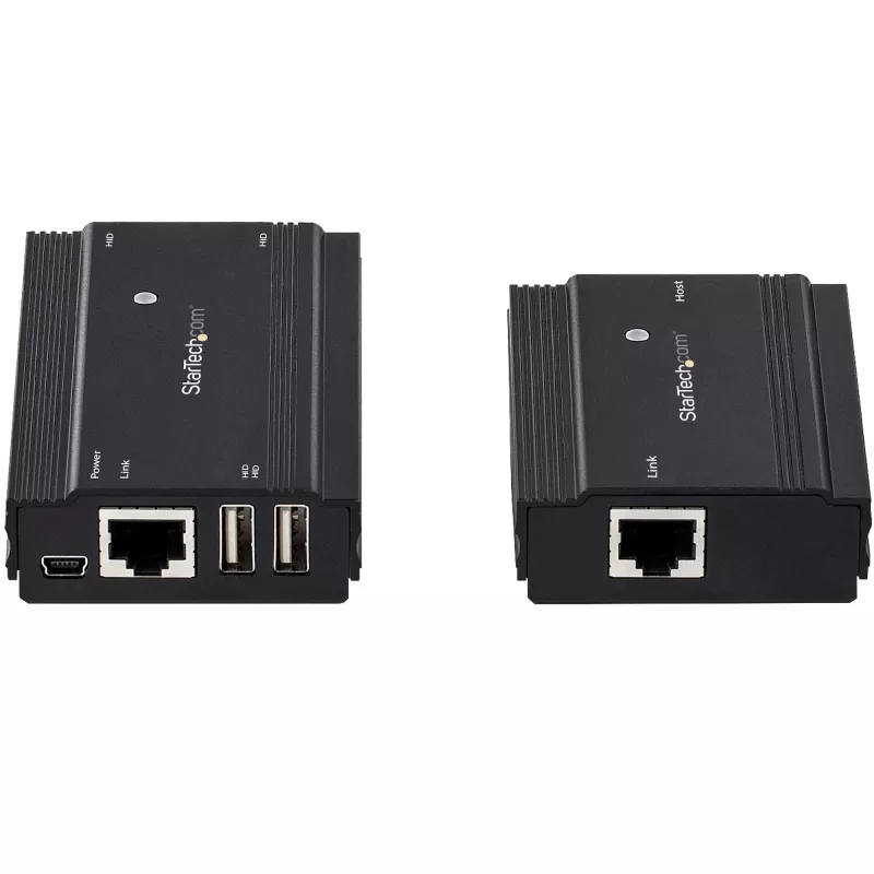StarTech.com 4-Port USB 2.0 Extender Hub über ein einzelnes CAT5e/CAT6 Ethernet-Kabel (RJ45) – 100m – USB Extender Hub Adapter Kit – Metallgehäuse – extern gespeist – 480 Mbit/s