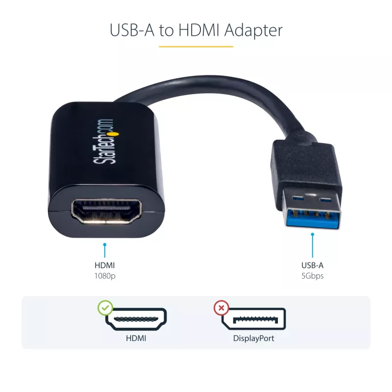 StarTech.com USB 3.0 auf HDMI Adapter, USB zu HDMI Monitor Konverter für Windows, 1080P (keine Unterstützung für macOS/ChromeOS/Linux) – TAA