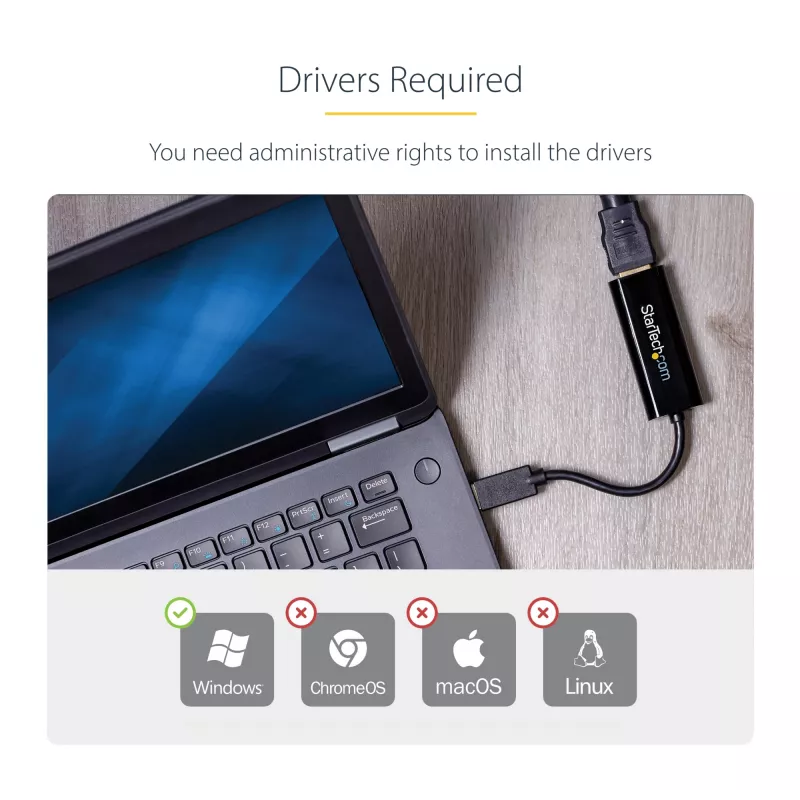 StarTech.com USB 3.0 auf HDMI Adapter, USB zu HDMI Monitor Konverter für Windows, 1080P (keine Unterstützung für macOS/ChromeOS/Linux) – TAA