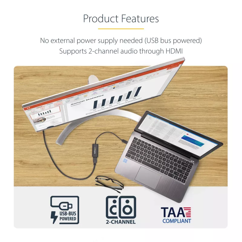 StarTech.com USB 3.0 auf HDMI Adapter, USB zu HDMI Monitor Konverter für Windows, 1080P (keine Unterstützung für macOS/ChromeOS/Linux) – TAA