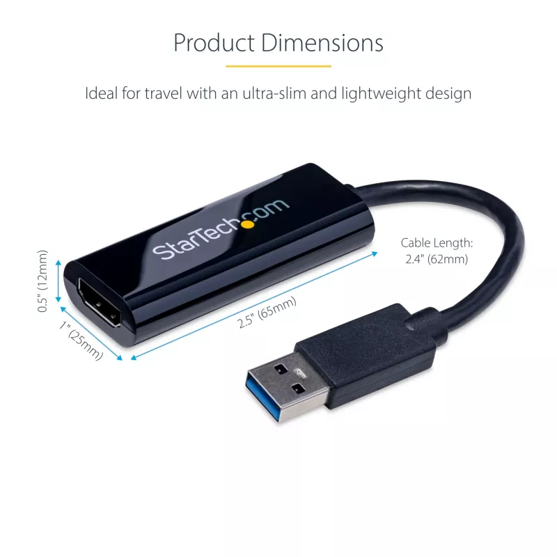 StarTech.com USB 3.0 auf HDMI Adapter, USB zu HDMI Monitor Konverter für Windows, 1080P (keine Unterstützung für macOS/ChromeOS/Linux) – TAA