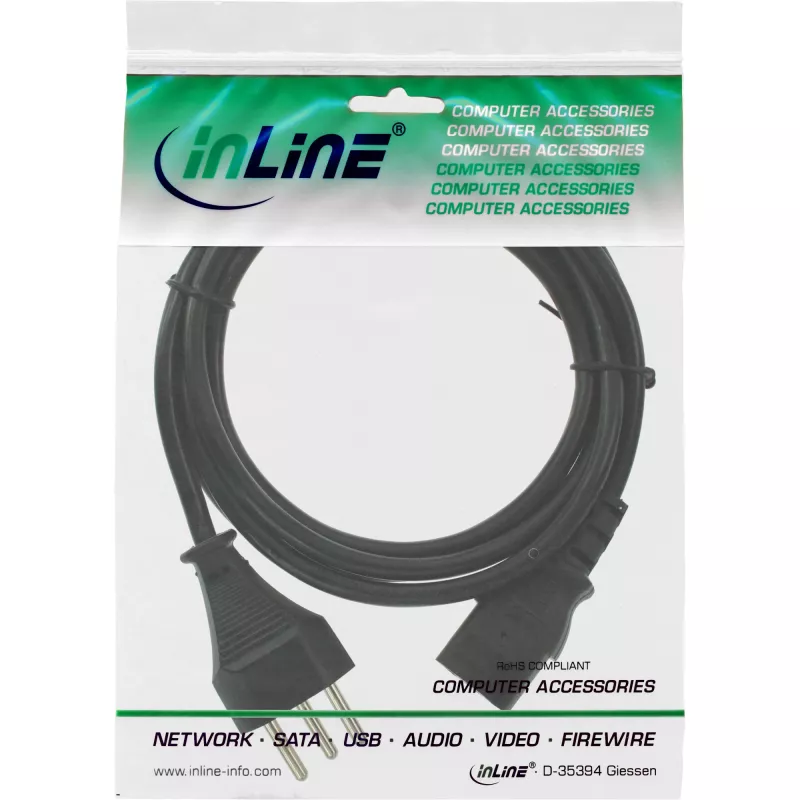 InLine Netzkabel Schweiz schwarz 1,8m 16652C