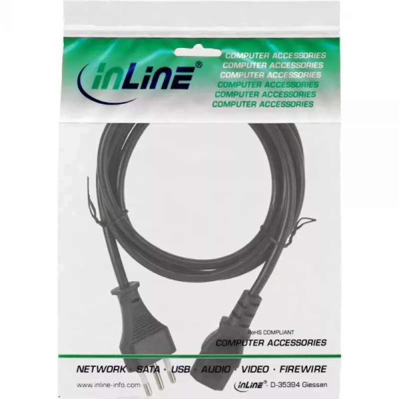 InLine Netzkabel, Italienstecker / 3-pol. IEC C13 Stecker, 1,8 m