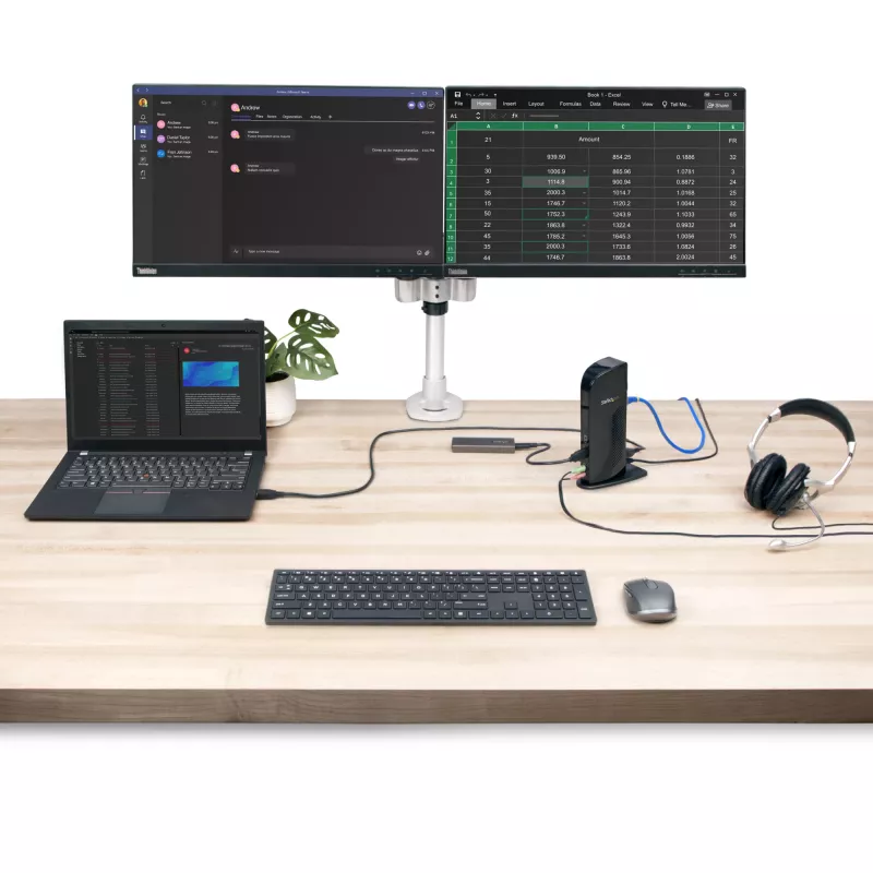 StarTech.com Dual-Monitor USB 3.0 Dockingstation mit HDMI - DVI - 6 x USB-Anschlüsse~Dual-Monitor USB 3.0 Laptop-Dockingstation mit HDMI & DVI/VGA, 6x USB-A Hub, GbE, Audio, Universal Typ-A Dock - Windows/macOS/ChromeOS