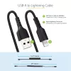 StarTech.com 50cm (20in) USB-auf-Lightning-Kabel, MFi-zertifiziert, gewendeltes iPhone-Ladekabel, Schwarz, strapazierfähiger TPE-Mantel mit Aramidfaser, robustes gewendeltes Lightning-Kabel