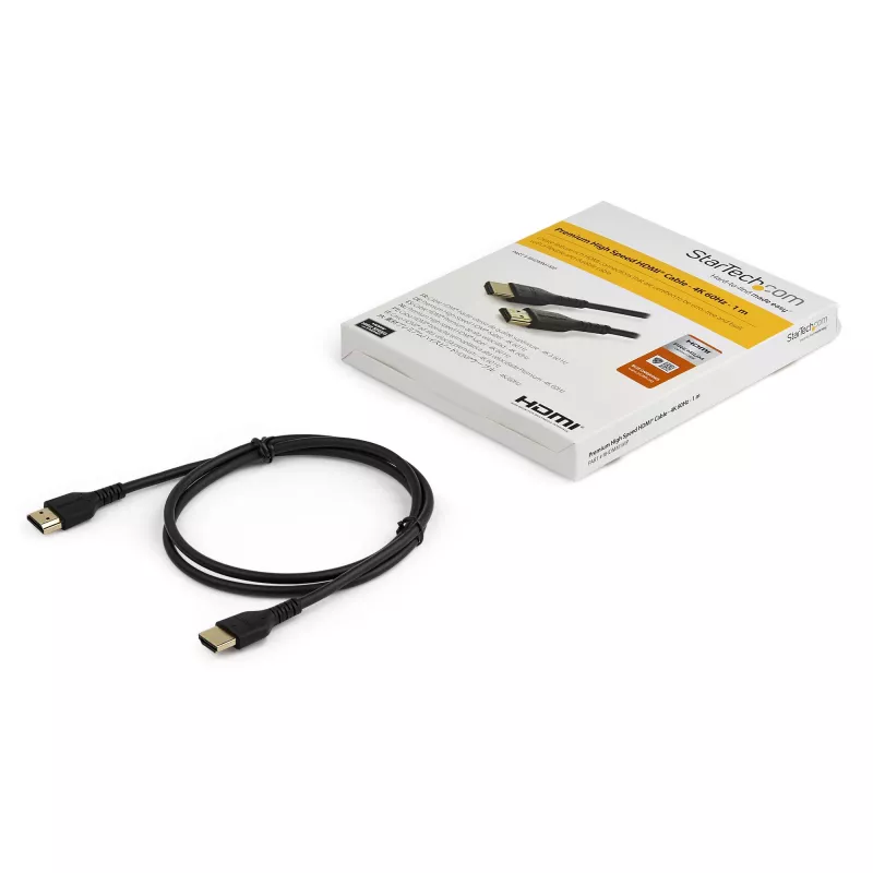 StarTech.com 0,9 m (3ft) schlank HDMI 2.0 Kabel, flexibles, Premium-zertifiziertes HDMI-Kabel mit Ethernet, UHD 4K 60Hz HDR10, robustes Aramidfaser-Design mit TPE-Mantel