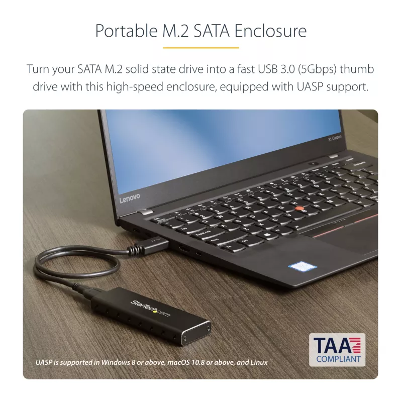 StarTech.com M.2 SSD-Gehäuse für M.2 SATA SSDs – USB 3.0 (5 Gbit/s) mit UASP