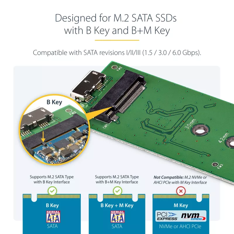 StarTech.com M.2 SSD-Gehäuse für M.2 SATA SSDs – USB 3.0 (5 Gbit/s) mit UASP