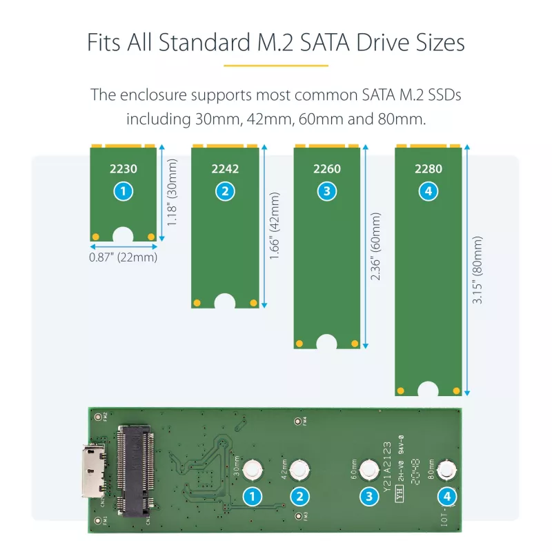 StarTech.com M.2 SSD-Gehäuse für M.2 SATA SSDs – USB 3.0 (5 Gbit/s) mit UASP