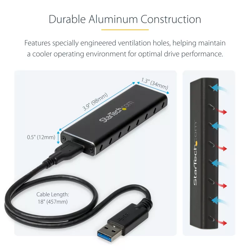 StarTech.com M.2 SSD-Gehäuse für M.2 SATA SSDs – USB 3.0 (5 Gbit/s) mit UASP