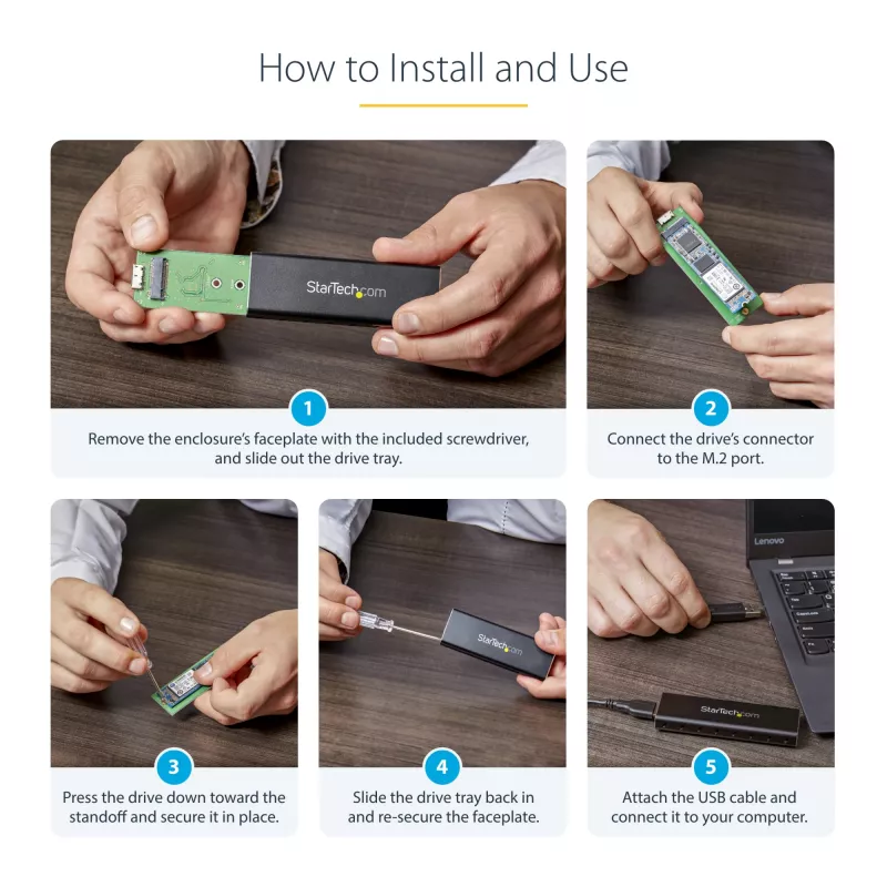 StarTech.com M.2 SSD-Gehäuse für M.2 SATA SSDs – USB 3.0 (5 Gbit/s) mit UASP