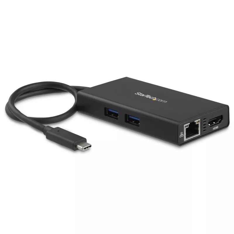 StarTech.com USB-C-Multiport-Adapter – USB-C-Reise-Dockingstation mit 4K HDMI – 60 W Power Delivery Pass-Through, GbE, 2 Ports USB-A 3.0 Hub – Tragbares Mini-USB-Typ-C-Dock für Laptops