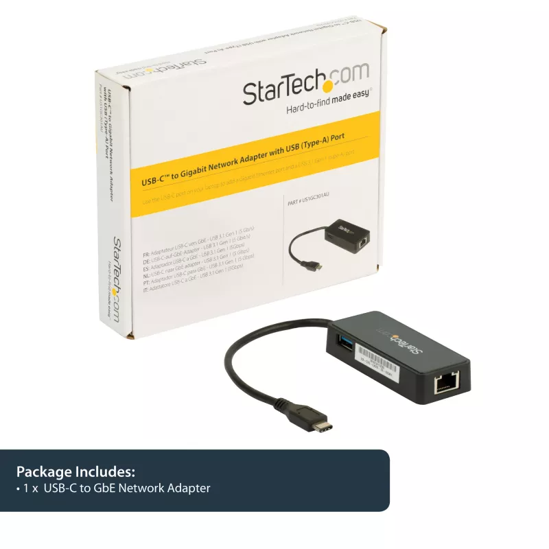 StarTech.com USB-C auf Gigabit Netzwerkadapter mit zusätzlichem USB 3.0 Port