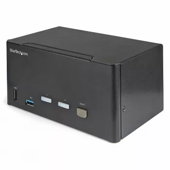 StarTech.com 2-Port Triple-Monitor DisplayPort KVM-Switch – 4K 60Hz UHD HDR – Desktop DP 1.2 KVM mit 2-Port USB 3.0 Hub (5 Gbit/s) & 4x USB 2.0 HID-Ports, Audio – Hotkey-Umschaltung – TAA